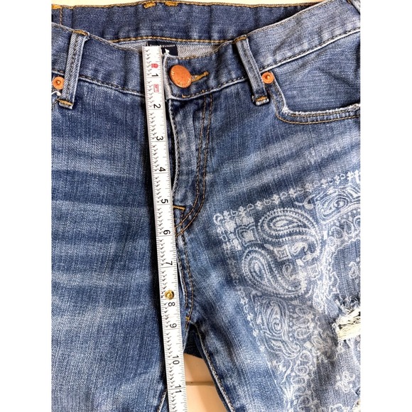 Distressed Boyfriend Jeans Bandana Patch True Religion Cameron Slim Women's 26 - Picture 7 of 16